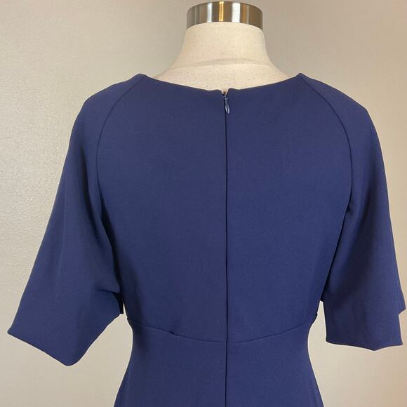 Betsy & Adam Short Sleeve Evening Gown Blue Size 6 V-Neck Long Formal Dress - Picture 6 of 11